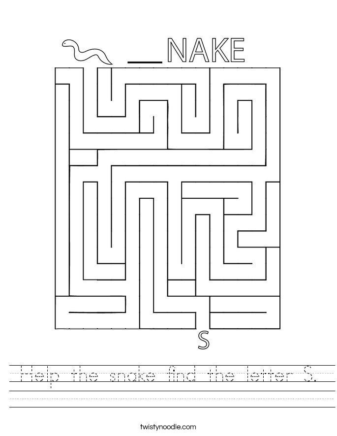 Help the snake find the letter S. Worksheet