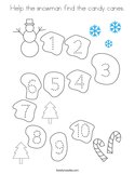 Help the snowman find the candy canes Coloring Page