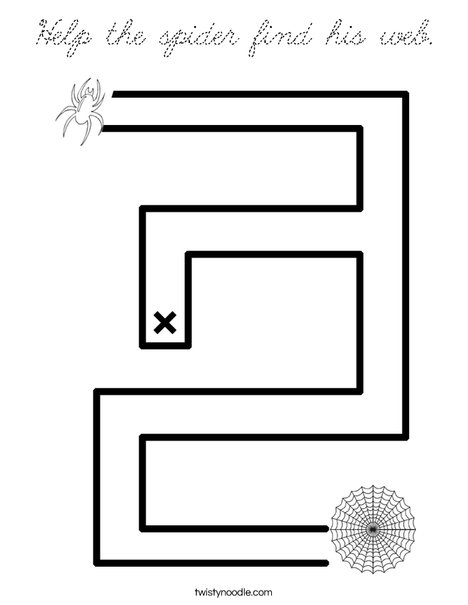 Help the spider find his web. Coloring Page