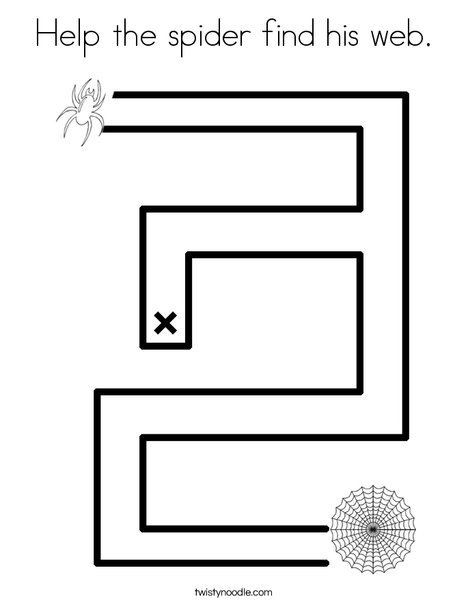 Help the spider find his web. Coloring Page