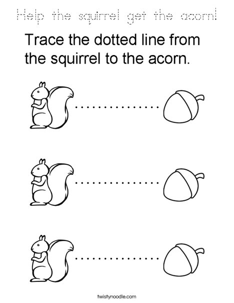 Help the squirrel get the acorn. Coloring Page