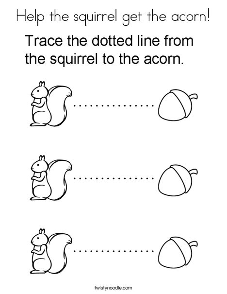 Help the squirrel get the acorn. Coloring Page