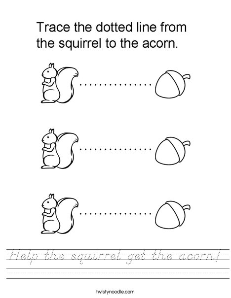 Help the squirrel get the acorn. Worksheet