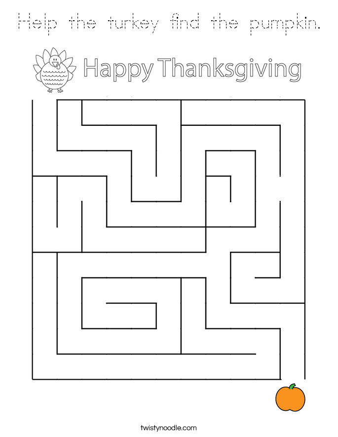 Help the turkey find the pumpkin. Coloring Page