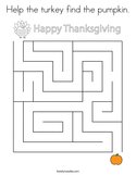 Help the turkey find the pumpkin Coloring Page