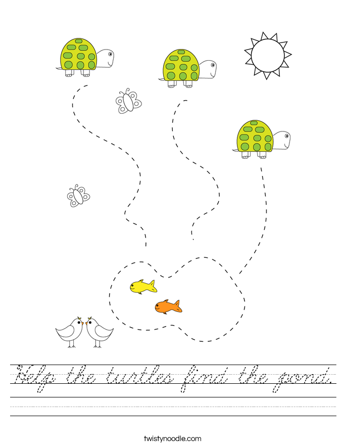 Help the turtles find the pond. Worksheet