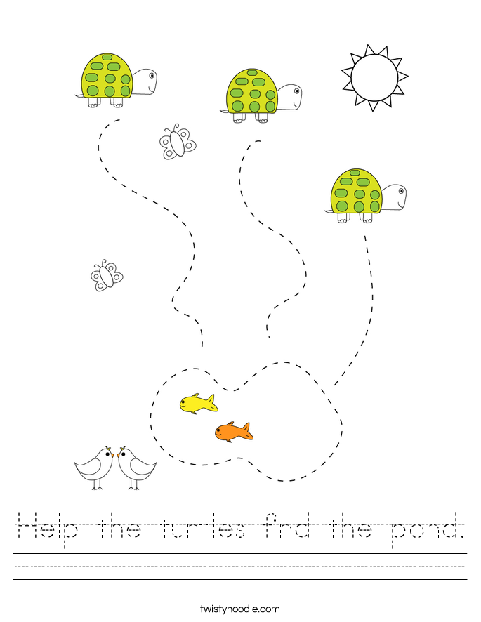 Help the turtles find the pond. Worksheet