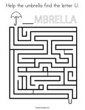 Help the umbrella find the letter U Coloring Page