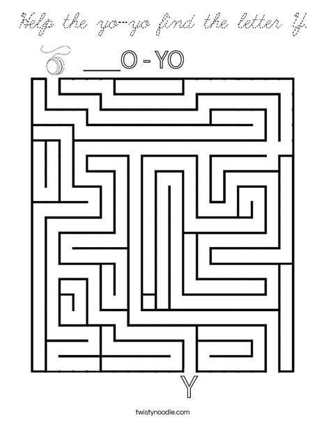 Help the yo-yo find the letter  Y. Coloring Page