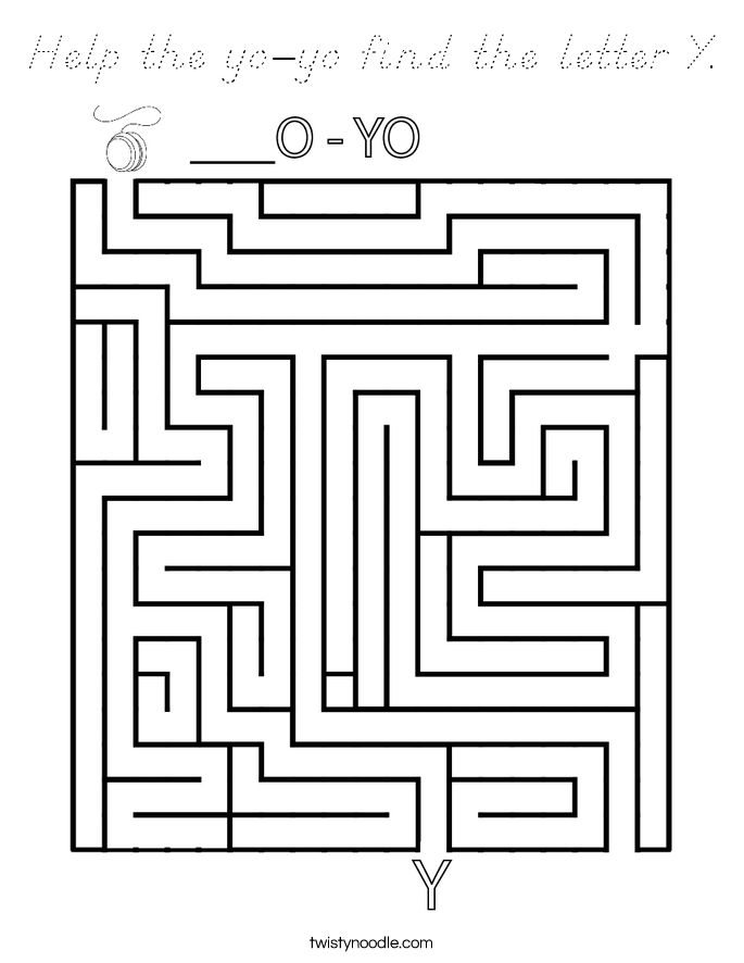 Help the yo-yo find the letter Y. Coloring Page