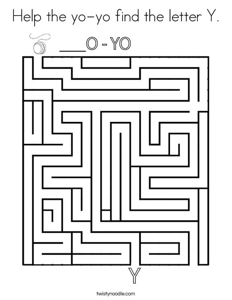 Help the yo-yo find the letter  Y. Coloring Page