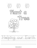 Helping our Earth Handwriting Sheet