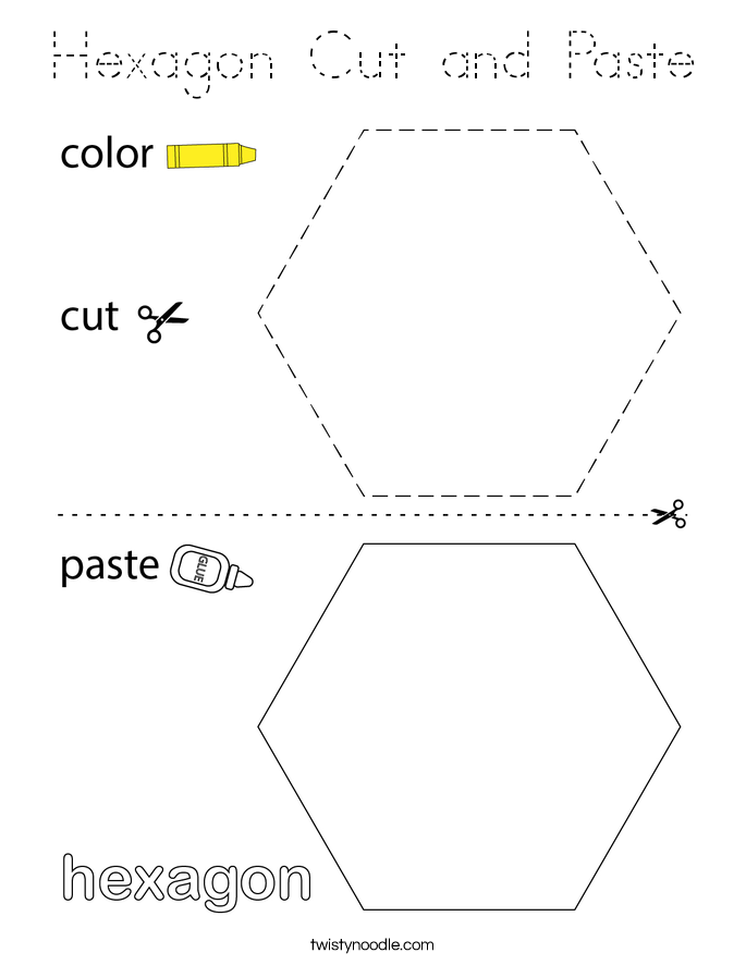 Hexagon Cut and Paste Coloring Page