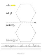 Hexagon Cut and Paste Handwriting Sheet