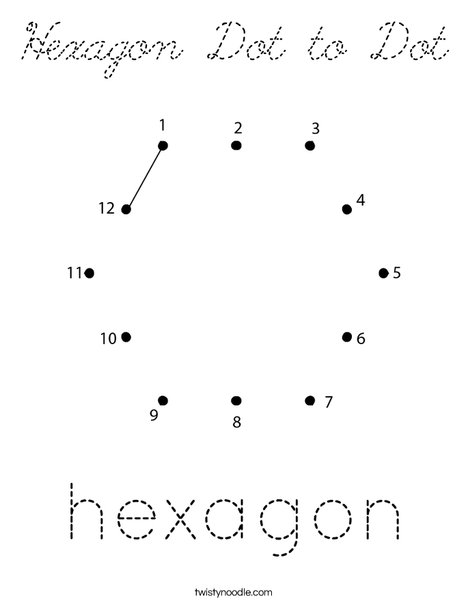 Hexagon Dot to Dot Coloring Page