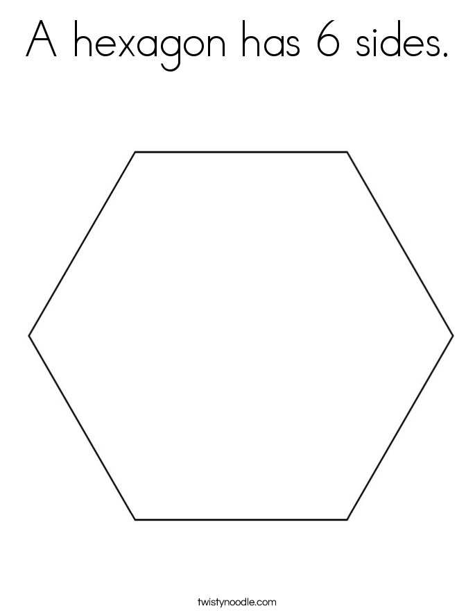 A hexagon has 6 sides. Coloring Page