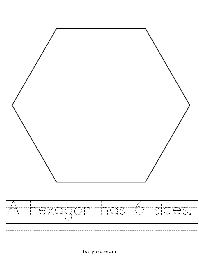 A hexagon has 6 sides. Worksheet