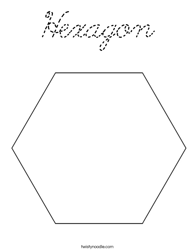 Download Hexagon Coloring Page - Cursive - Twisty Noodle