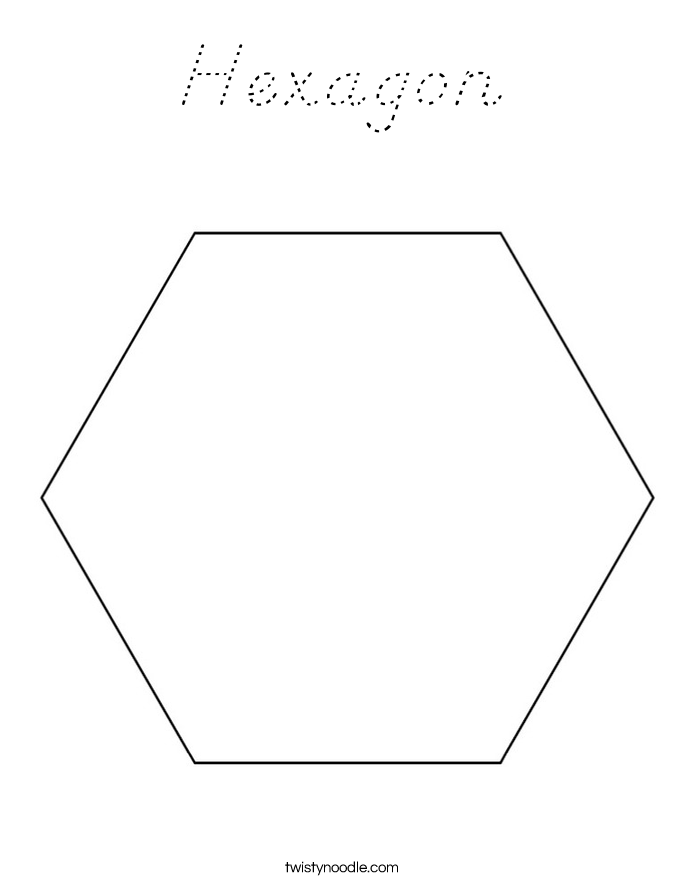 Hexagon Coloring Page - D'Nealian - Twisty Noodle
