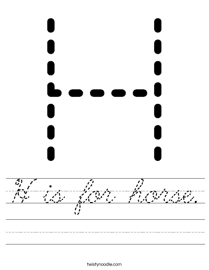 H is for horse. Worksheet