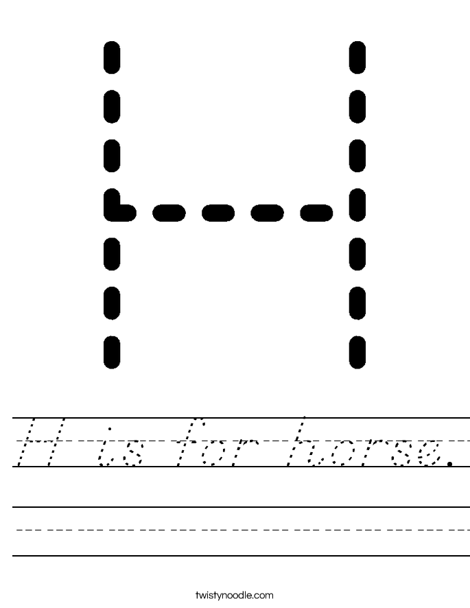 H is for horse. Worksheet