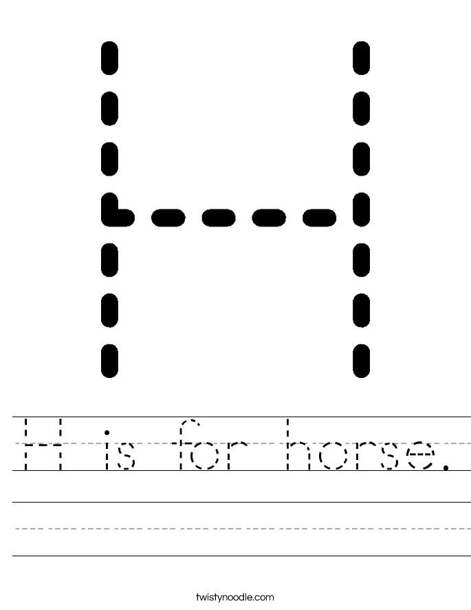 H is for horse. Worksheet