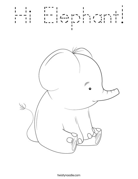 Hi Elephant! Coloring Page