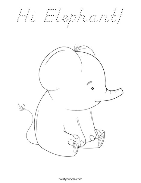 Hi Elephant! Coloring Page