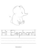 Hi Elephant Handwriting Sheet