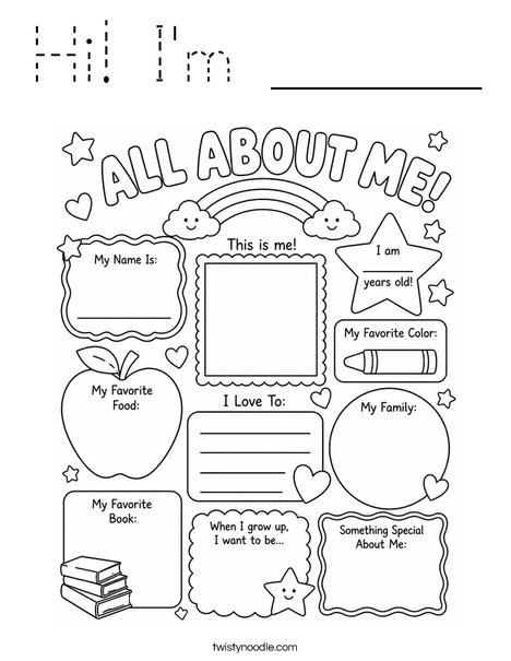 Hi! I'm ______ Coloring Page