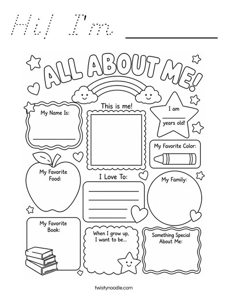 Hi! I'm ______ Coloring Page