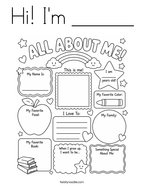 Hi I'm ______ Coloring Page