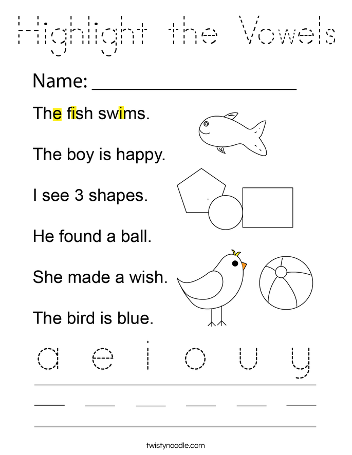 Highlight the Vowels Coloring Page
