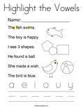Highlight the Vowels Coloring Page