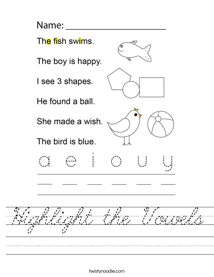 Highlight the Vowels Worksheet