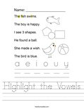 Highlight the Vowels Worksheet
