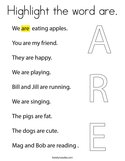 Highlight the word are Coloring Page