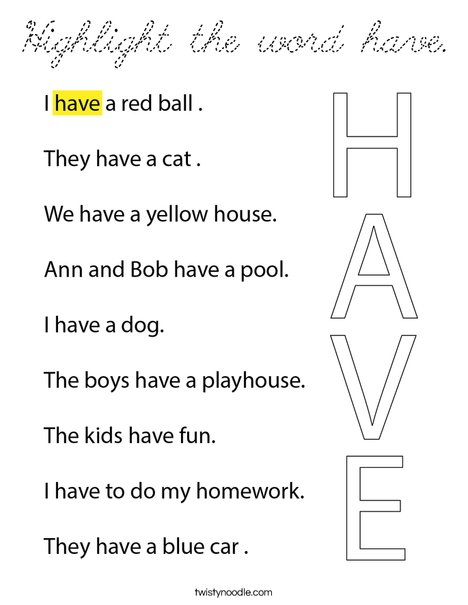 Highlight the word have. Coloring Page