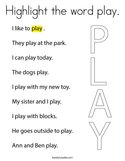 Highlight the word play Coloring Page
