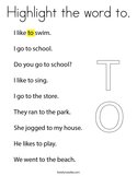 Highlight the word to Coloring Page