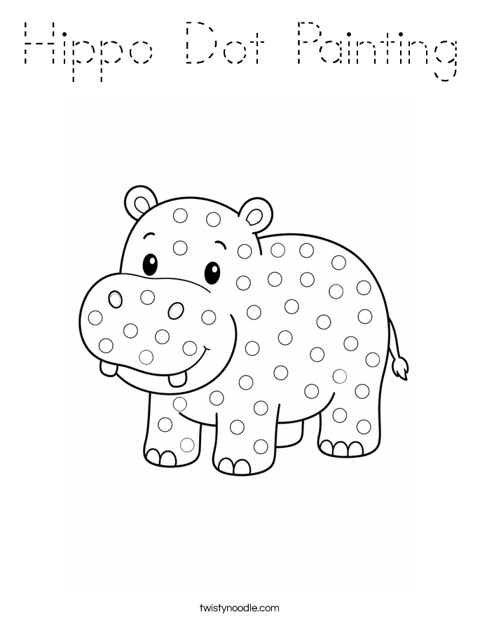 Hippo Dot Painting Coloring Page