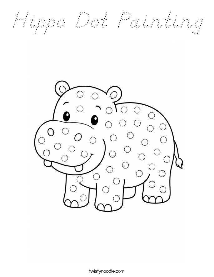 Hippo Dot Painting Coloring Page