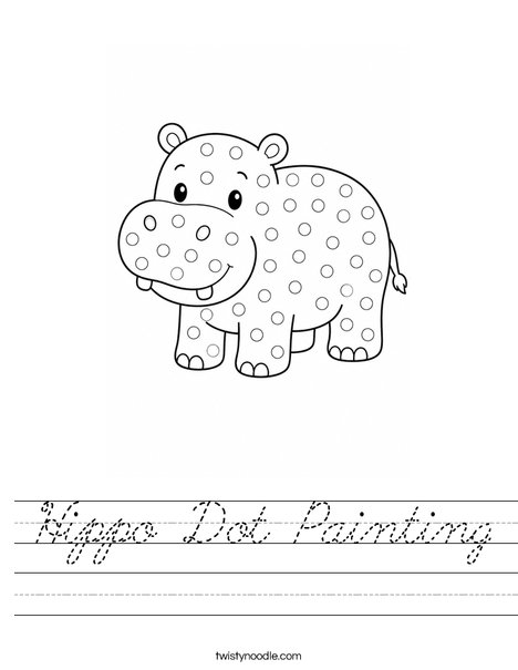 Hippo Dot Painting Worksheet