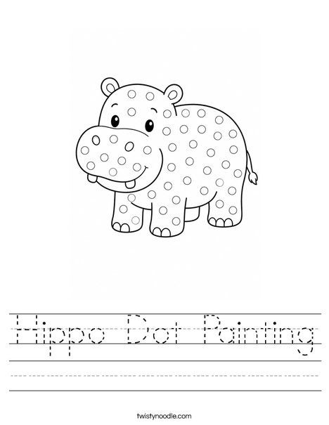 Hippo Dot Painting Worksheet