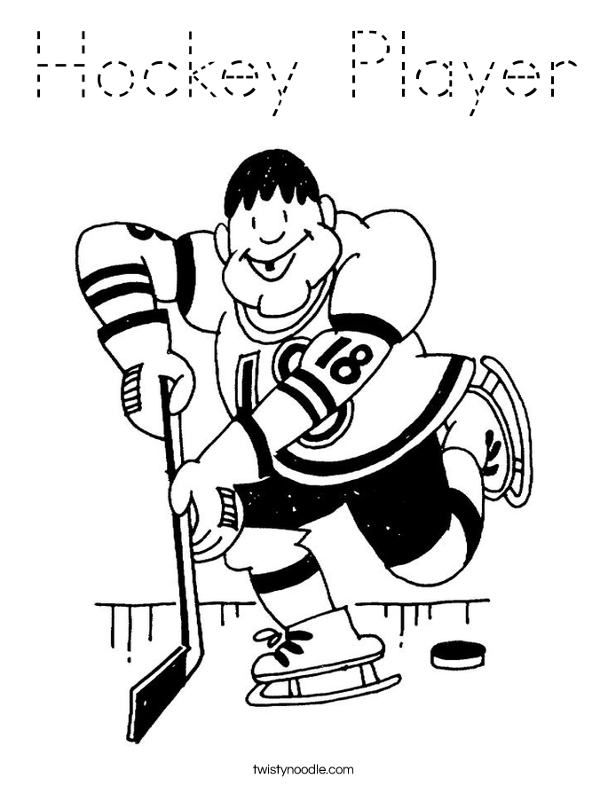 Download Hockey Player Coloring Page - Tracing - Twisty Noodle