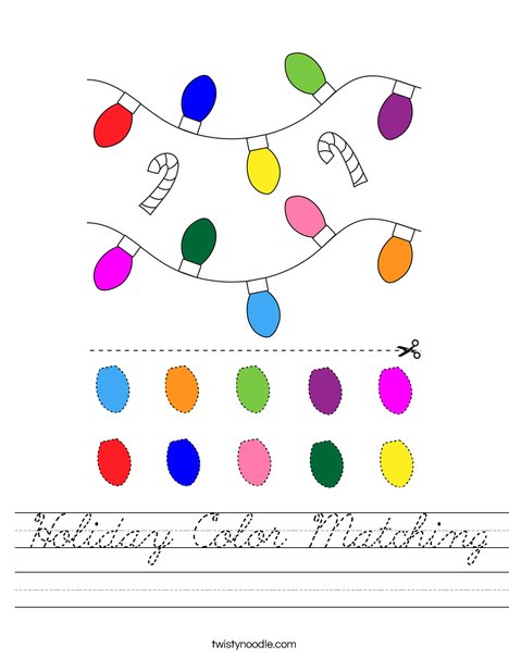 Holiday Color Match Worksheet