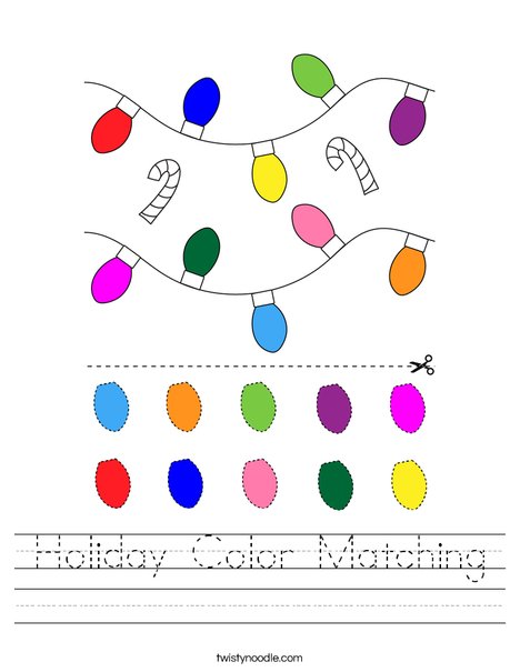 Holiday Color Match Worksheet