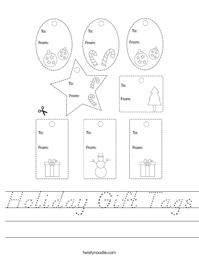 Holiday Gift Tags Worksheet