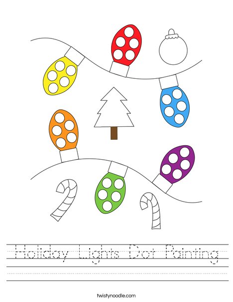 Holiday Lights Dot Painting Worksheet