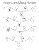 Holiday Lights Missing Numbers Coloring Page